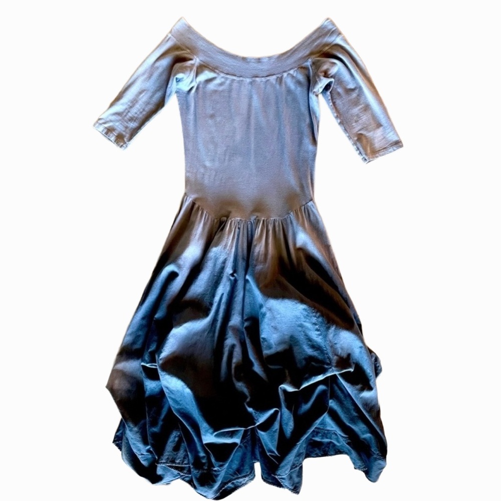 Luna Luz Belleza Dress Gray Gradient Lagenlook Off Shoulder Cotton M - Picture 2 of 10